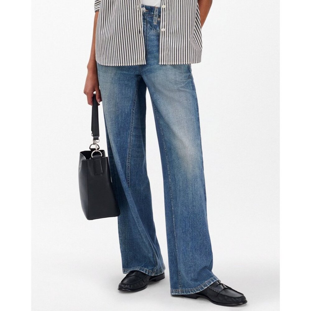 Rag & Bone Carter Leather Mule 8.5 Slip On Black Loafer Shoes Penny Flats 38.5 - Picture 11 of 11